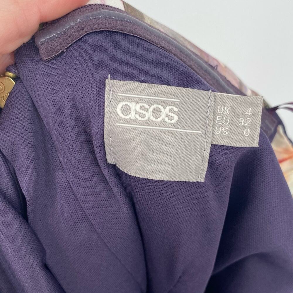 ASOS Wedding Bardot Navy Floral Off‑Shoulder Pencil Dress Size 0 GUC - Picture 7 of 8